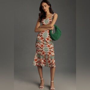 NWT - ANTHROPOLOGIE / MAEVE - Fit and Flare Orange floral dress - L